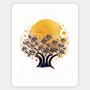 Japanese Art - Gold Tree Sticker